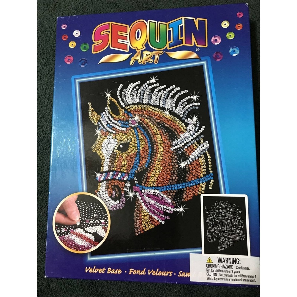 Geospace Sequin Art Horse Craft Kit Multicolor Velvet Base Majestic Animal Desig
